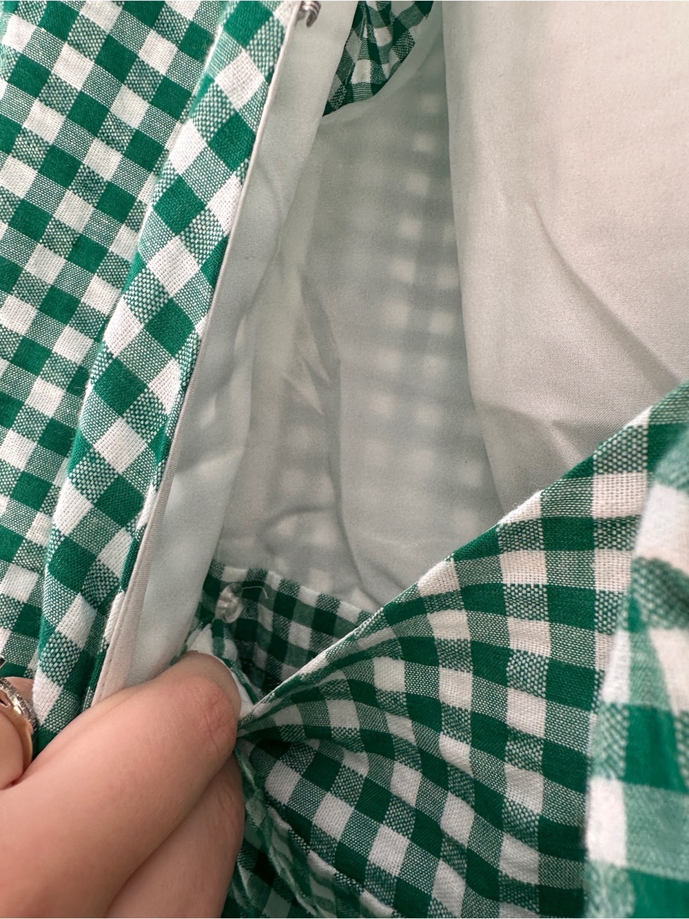 Banana Republic Linen Blend Green Gingham Wrap Midi Dress 8 - Picture 8 of 15